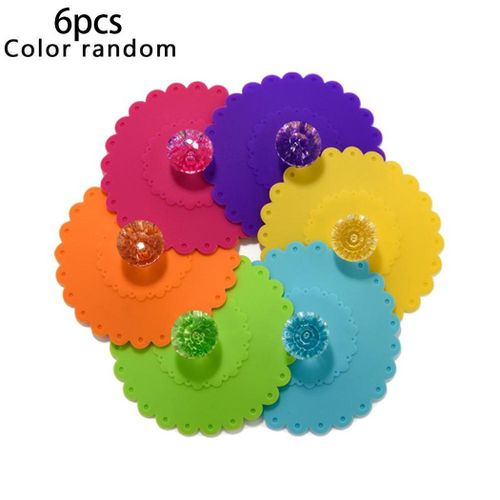Couvercles De Tasse En Silicone Transparent, 6 Pièces, Motif De Fleur En Diamant, Anti-Poussière, Couvercle De Tasse En Verre, Capuchon De Tasse En Plastique
