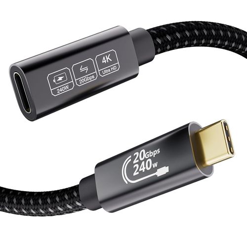 20Gbps Rallonge USB C 2m,Rallonge USB Type C 3.2 4K@144Hz 5K@60Hz,Cble Extension USB C 240W 48V/5A pour Thunderbolt 4,iPhone16,iPhone15,Switch,MacBook,VR,SSD