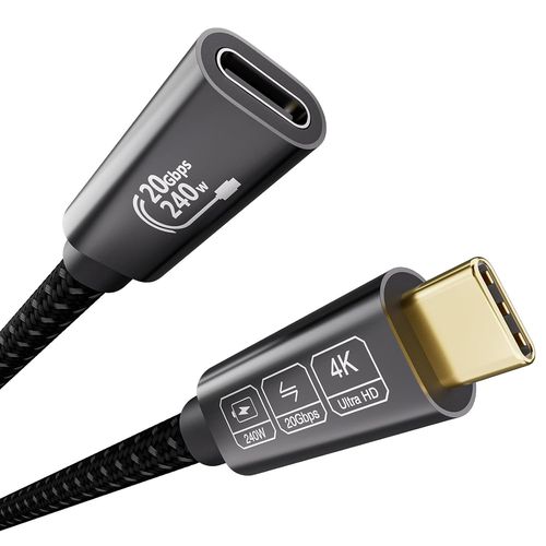 20Gbps Rallonge USB C 3m,Cble Rallonge USB C 3.2 Gen2x2 240W 5A,Extension USB Type C 4K@144Hz 5K@60Hz pour Thunderbolt 4,iPhone16,iPhone15,Switch,MacBook,VR,SSD