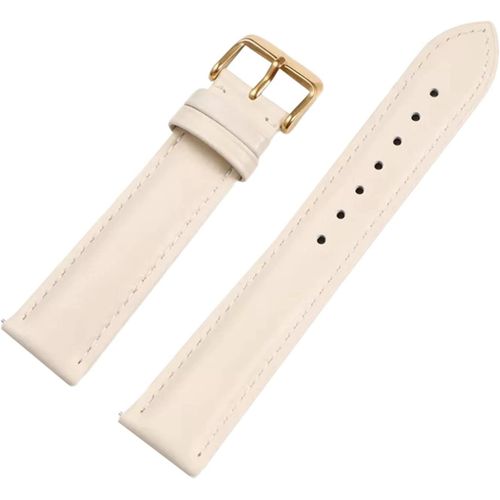 20mm Boucle Ardillon Pour Hommes Et Femmes Bracelet En Cuir De Veau  Grain Lisse Avec Barres  Ressort  Dgagement Rapide - Beige-Gold