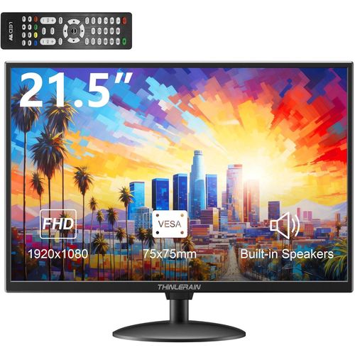 21,5 Pouces PC Monitor 1920x1080p LED cran d'ordinateur Moniteur avec VGA/HDMI/AV/BNC/USB,Haut-Parleur intgr,5Ms,60 Hz,VESA,Noir