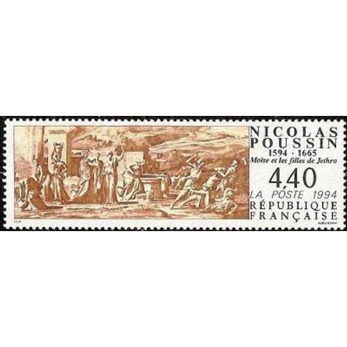 France 1994, Très Beau Timbre Neuf** Luxe Yvert 2896, Oeuvre De Nicolas Poussin, Moïse Et Les Filles De Jethro.