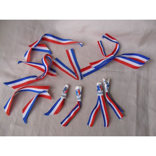Ww2/Postwar France Lot De 14 Minis Rubans Bleu Blanc Rouge Différentes Tailles 7cm/14 Cm