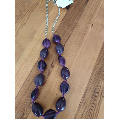 Collier Perle Bois Mauve