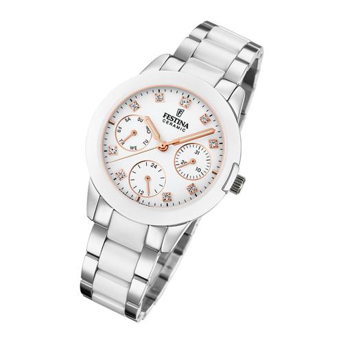 Montre Pour Femme, Festina , F20497/1, Bracelet En Acier Inoxydable Et Céramique, Argent Uf20497/1