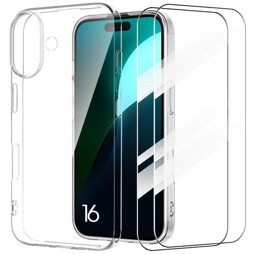 Coque Silicone Pour Iphone 16 Avec 2 Verres Trempés Protection Transparente - E.F.Connection