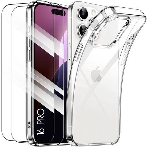 Coque + 2 Verres Trempés Pour Iphone 16 Pro, Protection Silicone Antichoc Transparente - E.F.Connection
