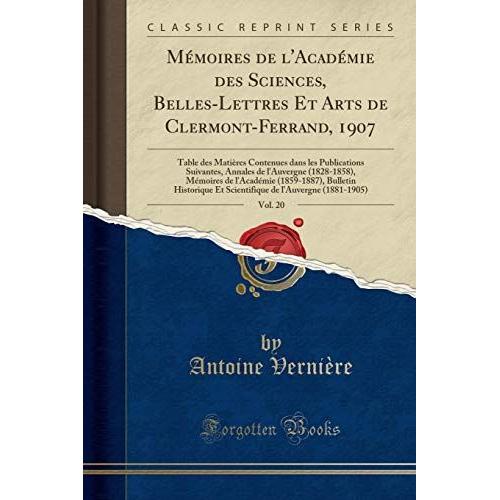 Vernière, A: Mémoires De L'académie Des Sciences, Belles-Let