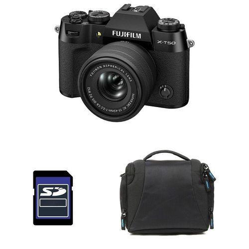 FUJIFILM X-T50 NOIR + 15-45 Garanti 3 ans + Sac + Carte SD 8 Go