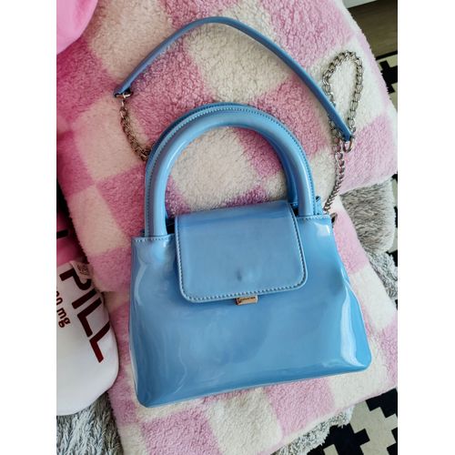sac lancaster bleu pastel vernis collection carla ginola