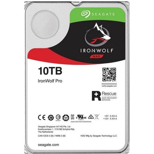 Seagate IronWolf Pro ST10000NE000 - Disque dur - 10 To - interne - 3.5" - SATA 6Gb/s - 7200 tours/min - mémoire tampon : 256 Mo - avec Seagate Rescue Data Recovery