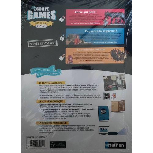 Histoire 6e-5e-4e Escape Games