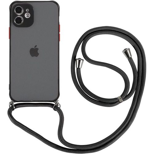 Coque Cordon De Serrage Pour Iphone 12 (6.1'') Noir Couleur Givrée Dure Mince Légère