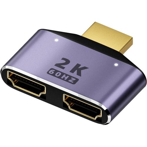 HDMI 1 entrée 2 sortie répartiteur Adaptateur 2K@60Hz HDMI 2 en 1 HD Afficher Bidirectionnel Sélecteur HDMI 1 mâle vers 2 femelle Connecteur, lumière LED (ne peut être affiché simultanément)