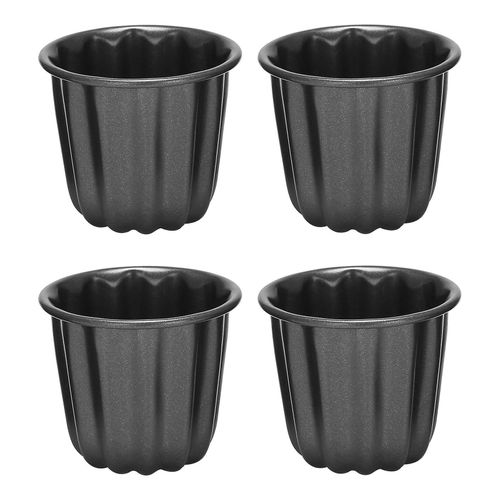 Canele Mold, Cannele Muffin Cup, 4pcs Non-Stick Cannele Mould Gray-Black Canneles