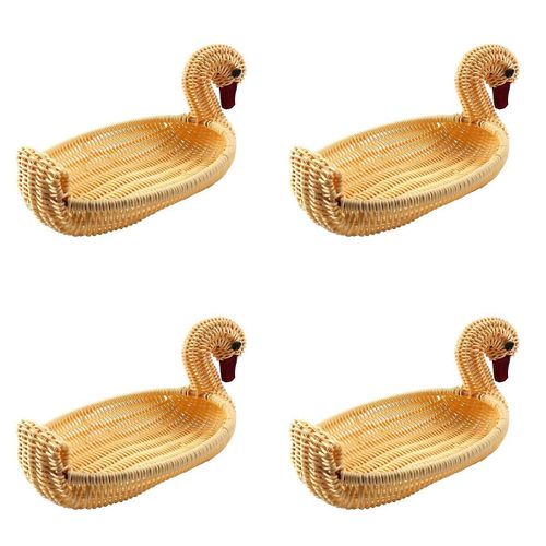 4X Eco-Friendly Woven Basket Storage Basket Imitation Rattan Woven Basket Animal Shape Storage Bask