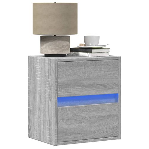 Vidaxl Tables De Chevet Murales Avec Lumières Led 2 Pcs Sonoma Gris