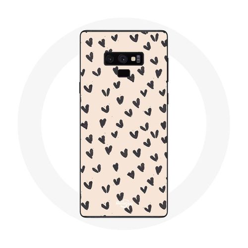 Coque Pour Samsung Galaxy Note 9 Fond De Texture Abstraite Coeurs Noirs