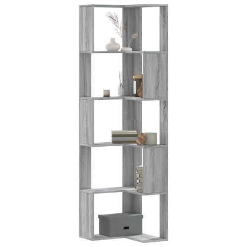 Vidaxl Bibliothèque D'angle À 5 Niveaux Sonoma Gris Bois D'ingénierie