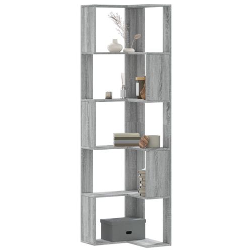 Vidaxl Bibliothèque D'angle À 5 Niveaux Sonoma Gris Bois D'ingénierie
