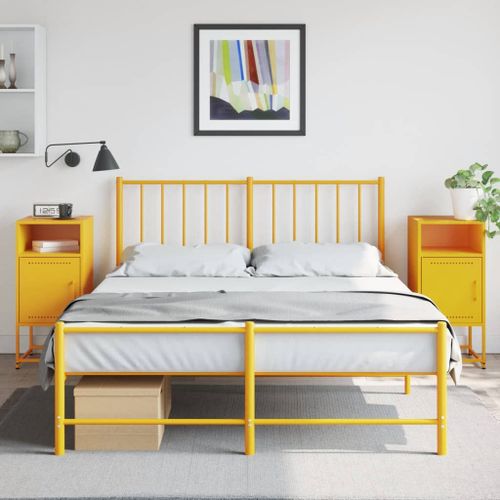 Vidaxl Tables De Chevet 2 Pcs Jaune Moutarde 36x39x78 Cm Acier