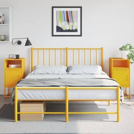 Vidaxl Tables De Chevet 2 Pcs Jaune Moutarde 36x39x78 Cm Acier