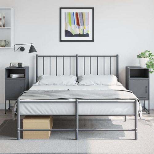 Vidaxl Tables De Chevet 2 Pcs Anthracite 36x39x78 Cm Acier