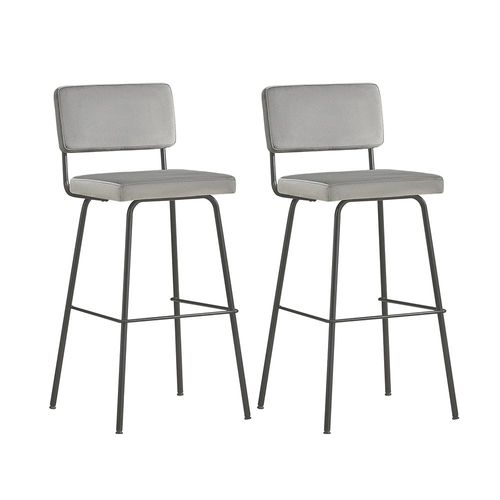 Sobuy Fst90-Dgx2 Lot De 2 Tabourets De Bar Design Tabouret Haut De Bistrot Avec Dossier Et Repose-Pieds, Tabouret De Comptoir, Chaise De Bar Confortable, Gris