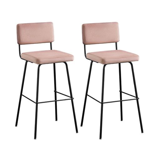 Sobuy Fst90-Px2 Lot De 2 Tabourets De Bar Design Tabouret Haut De Bistrot Avec Dossier Et Repose-Pieds, Tabouret De Comptoir, Chaise De Bar Confortable, Rose