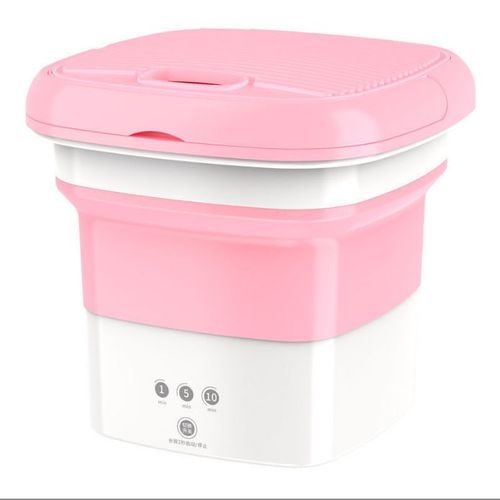Machine à laver pliante portable pour les voyages à domicile-rose