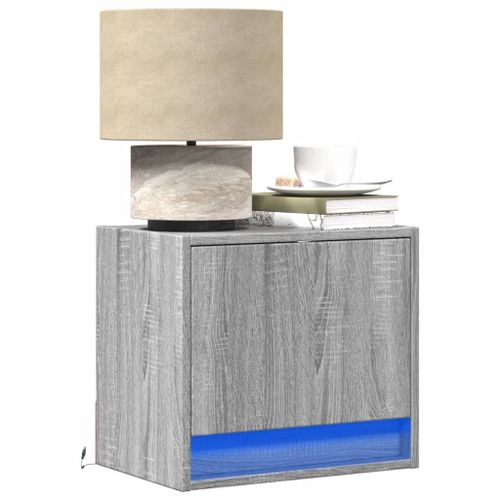 Vidaxl Table De Chevet Murale Avec Lumières Led Sonoma Gris