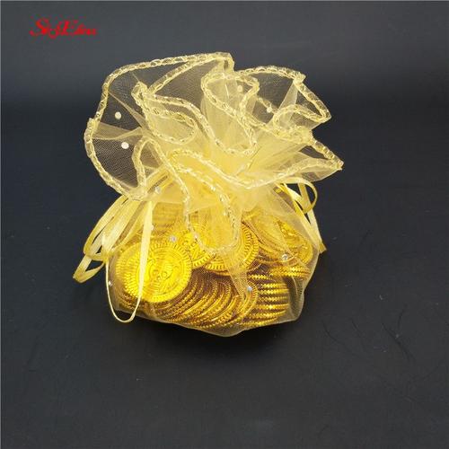 Papier Cadeau ,Gold-26cm--Pochette En Tissu Tulle Avec Cordon De Serrage, Pochette Ronde En Tissu Organza, Pour Présentation De Bonb