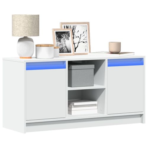 Vidaxl Meuble Tv Avec Led Blanc 100x34x50 Cm Bois D'ingénierie