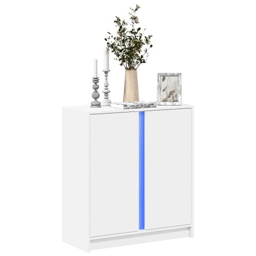 Vidaxl Buffet Avec Led Blanc 77x34x85 Cm Bois D'ingénierie