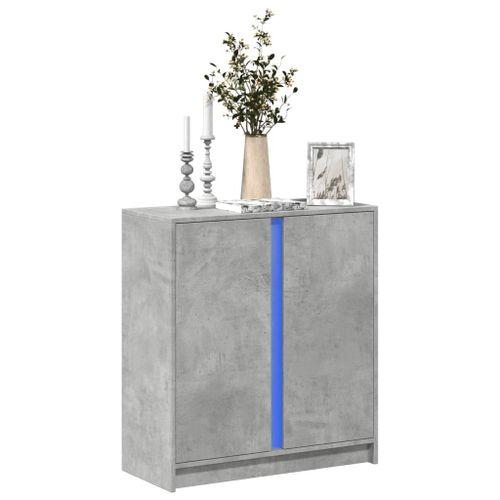Vidaxl Buffet Avec Led Gris Béton 77x34x85 Cm Bois D'ingénierie