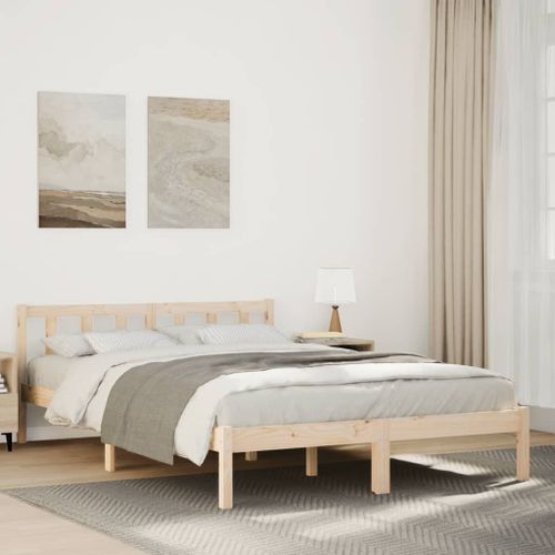 Vidaxl Cadre De Lit Extra Long Sans Matelas 140x220 Cm Bois Massif Pin