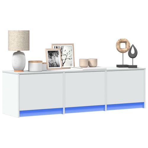 Vidaxl Meuble Tv Avec Led Blanc 140x34x40 Cm Bois D'ingénierie