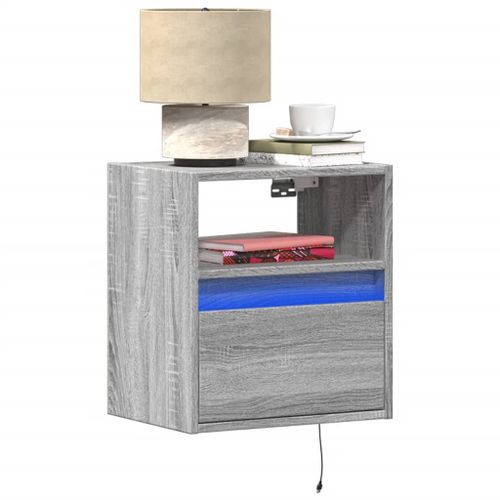 Vidaxl Table De Chevet Murale Avec Lumières Led Sonoma Gris