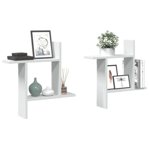 Vidaxl Étagères Murales 2 Pcs Blanc 50x12x50 Cm Bois D'ingénierie