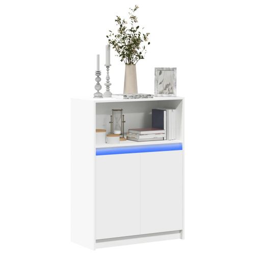 Vidaxl Buffet Avec Led Blanc 72x34x100 Cm Bois D'ingénierie