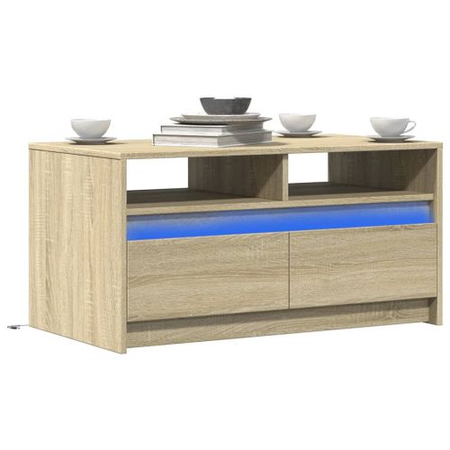 Vidaxl Table Basse Avec Lumières Led Chêne Sonoma Bois D'ingénierie