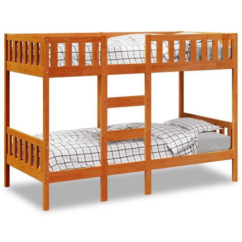 Vidaxl Lit Superposé Cire Marron 90x190 Cm Bois De Pin Massif
