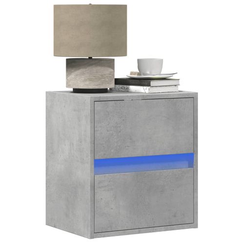 Vidaxl Table De Chevet Murale Avec Lumières Led Gris Béton