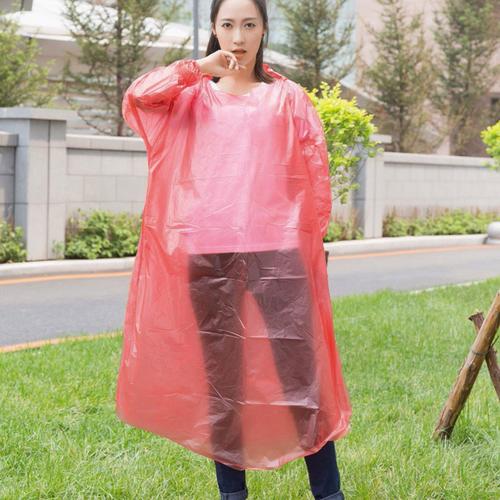 PONCHO, Rouge-Taille unique--Manteau de pluie jetable pour adulte,  imperméable, Transparent, Protection'urgence, PONCHO, , capuche, cost