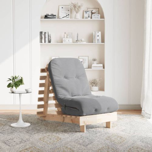 Vidaxl Canapé-Lit Futon Avec Matelas 60x206x11 Cm Bois Massif De Pin