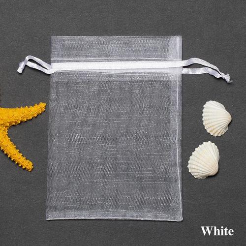 Papier Cadeau ,.White--100 Pcs/Lot Organza Sac Bijoux Emballage Bonbons Fête De Mariage Goodie Emballage Faveurs Gâteau Poches Sacs