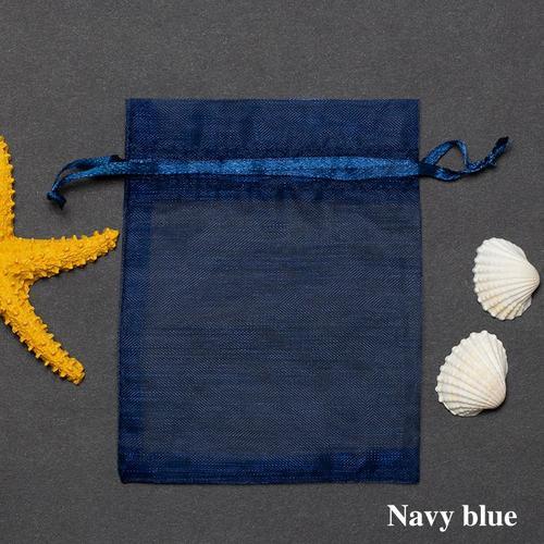 Papier Cadeau ,Navy Blue--100 Pcs/Lot Organza Sac Bijoux Emballage Bonbons Fête De Mariage Goodie Emballage Faveurs Gâteau Poches Sa