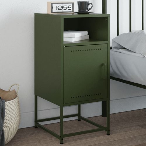 Vidaxl Table De Chevet Vert Olive 36x39x78 Cm Acier
