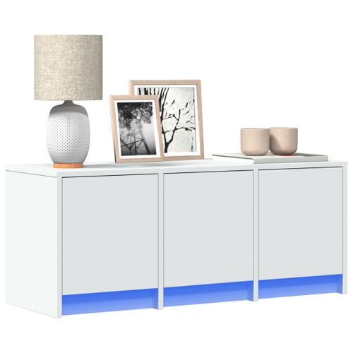Vidaxl Meuble Tv Avec Led Blanc 97x34x40 Cm Bois D'ingénierie