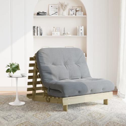 Vidaxl Canapé-Lit Futon Avec Matelas 100x206x11cm Bois De Pin Imprégné